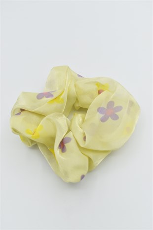 Sarı Çiçekli Scrunchie Toka